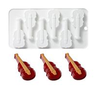 Stampo per caramelle per violino, modelli e stampi per violino, 6 stampi in silicone a forma di caverna per chitarra violino - Stampino per stampo per torta per chitarra musicale Topper per cupcake