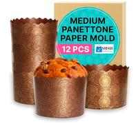 Stampo per carta per pane pasquale da 12 once Kulich,12 pezzi,Stampo per pane paska,Stampi per panettoni in carta italiana antiaderente per panettone,Design marrone W 4.33xH 3.35 pollici