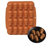 Stampo per cioccolatini a forma di teschio, stampo 3D riutilizzabile in silicone antiaderente a rilascio facile, per caramelle, cioccolato, gelatine, gommose, vacanze, Halloween