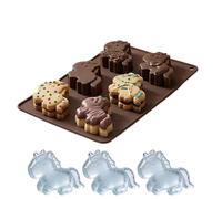Stampo per cioccolato a forma di cavallo | Forma in Gesso a 6 Cavità - Vaschetta per Cubetti di Ghiaccio Forma Cavallo - Per Fai da te, Feste, Caramelle, Ghiaccio, Sapone, Cottura, Torte, Gelatine, Go