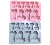 Stampo per cioccolato per pene, stampo per pene, 2 pezzi torta con 10 cavità, silicone antiaderente, vassoio per cubetti di ghiaccio riutilizzabile per feste di compleanno singole, candele, sapone, c