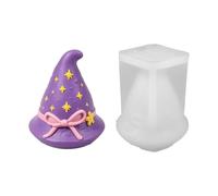 Stampo per colata in silicone per realizzare con forma 3D | Stampo in silicone con cappello da strega per Halloween, con fiocco e motivo a stella, per progetti di cera, gesso o resina
