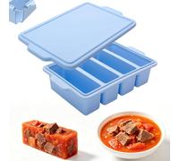 Stampo per congelatore in silicone con coperchio, facile da aprire, grande vassoio riutilizzabile per brodo, salsa, preparazione del cibo (4 scomparti blu)