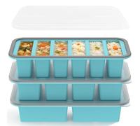 Stampo per congelatore in silicone con coperchio, set da 2 pezzi per zuppa e salsa, senza BPA e adatto al forno, dosatore da 150 ml e 250 ml con scala, contenitori impilabili per Meal Prep e alimenti