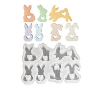 Stampo per coniglio pasqua, stampo al cioccolato di coniglio - 7 cavity love heart coniglio soap casting stampo, in silicone a forma di animali per budino di budino di torta dolce dolce