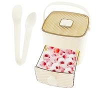 Stampo per cubetti di 2 in 1 con cassetto, pressione di un pulsante a 2 strati, forma della friggitrice ad aria calda, scatola per cubetti di con clip per ghiaccio, pratica