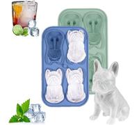 Stampo per cubetti di ghiaccio a forma di bulldog francese, in silicone 3D, per whisky, cocktail e bourbon, divertente e facile da rilasciare, senza BPA, regalo per gli amanti degli animali (verde)