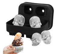 Stampo per cubetti di ghiaccio a forma di cranio, per Halloween, 4 cavità, con coperchio, strumento anti-polvere per la produzione di cubetti ghiacciati, per Halloween, per succhi, cocktail e whisky