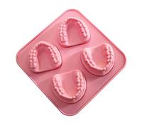 Stampo per cubetti di ghiaccio a forma di denti a 4 fori in silicone per gelato fai da te divertente regalo per dentisti anziani stampo in silicone