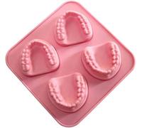 Stampo per cubetti di ghiaccio a forma di denti a 4 fori, in silicone, per gelato fai da te, divertente, regalo per dentisti e anziani