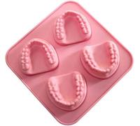 Stampo per cubetti di ghiaccio a forma di dentiera a 4 fori, in silicone, per gelato fai da te, divertente, regalo per dentisti e anziani, stampi speciali