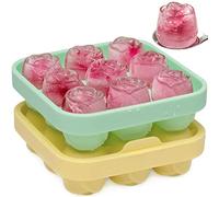 Stampo per cubetti di ghiaccio a forma di rosa, 2 contenitori per cubetti di ghiaccio con coperchio, 18 3 cm, piccole palline di ghiaccio, in silicone, senza BPA, certificato LFGB, per cocktail