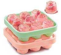 Stampo per cubetti di ghiaccio a forma di rosa, 2 contenitori per cubetti di ghiaccio con coperchio, 18 3 cm, piccole palline di ghiaccio, in silicone, senza BPA, certificato LFGB, per cocktail
