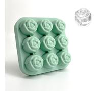 Stampo per cubetti di ghiaccio a forma di rosa, 3D a forma di fiore, vassoio per ghiaccio in silicone per uso alimentare, strumento fai da te per fare sapone torta cioccolato (verde)