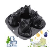 Stampo per cubetti di ghiaccio a forma di squalo, 3D, 4 scomparti, per cocktail di ghiaccio, per uso domestico, cocktail, whisky, caffè, ufficio, studenti, appartamento, famiglia, feste