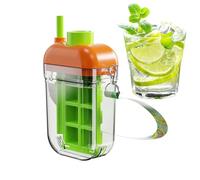 Stampo per cubetti di ghiaccio, bottiglia isotermica con coperchio e vassoio per il ghiaccio, bottiglia riutilizzabile 2 in 1 con cannuccia e facile da rimuovere per bevande fresche