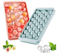 Stampo per cubetti di ghiaccio con coperchio, confezione da 2 pezzi, per congelatore, produzione di 2 cm x 66 pezzi per il raffreddamento del ghiaccio di cocktail, whisky, tè e caffè (blu+rosa)