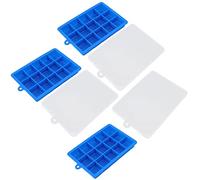 Stampo per cubetti di ghiaccio da 3 pezzi Stampo in silicone impilabile Lavabile in lavastoviglie 15 griglie Vassoio per ghiaccio con coperchio rimovibile per la di casa Bar per (Blu)