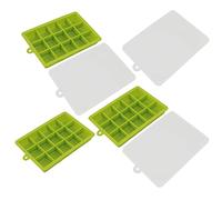Stampo per cubetti di ghiaccio da 3 pezzi Stampo in silicone impilabile Lavabile in lavastoviglie 15 griglie Vassoio per ghiaccio con coperchio rimovibile per la di casa Bar per (Verde)