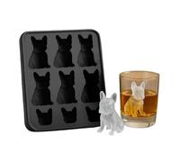 Stampo per cubetti di ghiaccio in silicone 3D a forma di bulldog francese - Vassoio per cubetti di ghiaccio di qualità alimentare riutilizzabile 9 cavità per Whisky, Vino e Cocktail