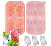 Stampo per cubetti di ghiaccio in silicone, 4 graziosi stampi per cubetti di ghiaccio 3D, stampo per cubetti di ghiaccio, riutilizzabile con coperchio e imbuto, senza BPA, per gelato, whisky,