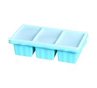 Stampo per cubetti di ghiaccio in silicone a 3 scomparti con coperchio, contenitore per alimenti e accessori da cucina densi per la conservazione del brodo di zuppa, preparazione dei pasti e