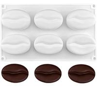 Stampo per cubetti di ghiaccio in silicone a 6 cavità 3D a forma di fagiolo realistico per cioccolato, caramelle, dolci, sapone, cera, resina, lavorazione piacevole
