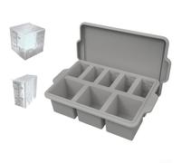 Stampo per cubetti di ghiaccio in silicone con 8 scomparti, grande | Con coperchio e anello in acciaio, materiale privo di BPA per un rapido congelamento, facile rimozione per cocktail e bevande