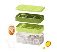 Stampo per cubetti di ghiaccio in silicone con coperchio a 2 livelli per sformare rapidamente in 1 secondo, incluso secchio per ghiaccio e paletta per congelatore.