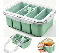 Stampo per cubetti di ghiaccio in silicone con coperchio, con 4 scomparti grandi, contenitore Meal Prep, contenitore per cubetti di ghiaccio con coperchio, extra grande, senza BPA e a prova di perdite