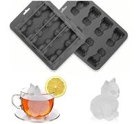 Stampo per cubetti di ghiaccio in silicone per gatti, 6 scomparti, per cubetti di ghiaccio, per gatti, senza BPA, per cocktail, succhi di frutta, caffè