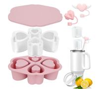 Stampo per Cubetti di Ghiaccio in Silicone per Stanley Cup, Accessori, Stampi Ghiaccio con Coperchio con 2 PCS Coperchio a Cannuccia, Porta Ghiaccio Riutilizzabili per Freezer per Cocktail, Whisky