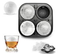 Stampo per cubetti di ghiaccio in silicone rotondo a forma di stella della morte, 3D, riutilizzabile, con coperchio e imbuto, senza BPA, facile da staccare, per ghiaccio, whisky, cocktail, succo