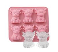 Stampo per cubetti di ghiaccio in silicone | Stampo in Silicone Riutilizzabile con 6 Scomparti a Forma di Bue delle Highlands - Contenitore Creativo e Gadget da Cucina,per feste in cucina cibo campegg