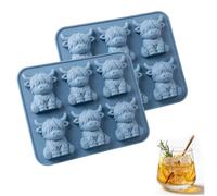 Stampo per cubetti di ghiaccio Mini Mucca Highland, Vassoio per ghiaccio in silicone 3D carino per cocktail di whisky e caffè, Creatore riutilizzabile a forma di animale da fattoria (B2)