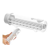 Stampo per cubetti di ghiaccio per congelatore, contenitore per cubetti di ghiaccio con coperchio, 18 scomparti con rotante, facile estrazione, per alimenti per bevande fresche come succo