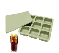 Stampo per cubetti di ghiaccio per congelatore | Contenitore riutilizzabile a 9 alveoli con coperchio | Stampo quadrato per cubetti di ghiaccio per cocktail, whisky, caffè, feste, cibo, bar, campeggio