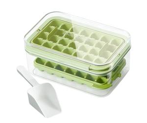 Stampo per Cubetti di Ghiaccio per Congelatore | Stampo in Trasparente Flessibile con Coperchio a Chiusura Facile | per Cubetti di Ghiaccio con Coperchio,Per cucina, freezer, famiglia, bevande