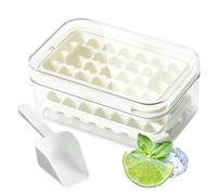 Stampo per cubetti di ghiaccio per freezer - Contenitore Rotante Trasparente Riutilizzabile con Coperchio a Sgancio Facile,Vassoio per Ghiaccio con Coperchio Integrato - per Cucina, Frigorifero, Bevan