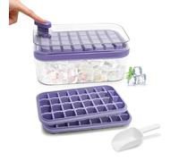 Stampo per cubetti di ghiaccio per uso alimentare con coperchio, rilascia tutti i cubetti di ghiaccio in un secondo, senza BPA, 64 cubetti di ghiaccio (violetAA)