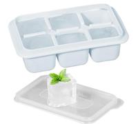 Stampo per cubetti di ghiaccio quadrato - Vassoio flessibile a 6 cubi con coperchio antiversamento, vassoi per cubetti di ghiaccio impilabili | Pratico contenitore per congelatore leggero versatile