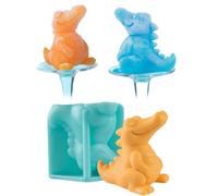 Stampo per cubetti di ghiaccio, riutilizzabile e facile da rimuovere, a forma di dinosauro, in silicone, per whisky, cocktail, vino, champagne, campeggio, gite, picnic, vacanze