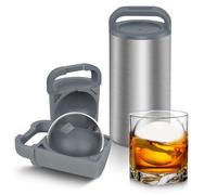 Stampo per cubetti di ghiaccio trasparente, 6,1 cm, in acciaio inossidabile e silicone senza BPA, per cocktail, bevande e bourbon, regalo per uomini e donne