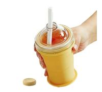 Stampo per di Ghiaccio | Pieghevole Riutilizzabile Antigoccia con Coperchio Cannuccia 325 ml,Forma per Sfere di Ghiaccio in Silicone - Per Latte Birra Bibite Cocktail Analcolici Casa