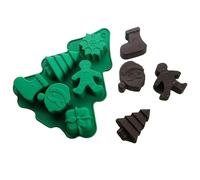 Stampo per dolci natalizio,Utensile in silicone per pasticceria con 6 cavità - 3D natalizi a di neve, albero e Babbo Natale, per pasticceria cioccolato biscotti fondente Cupcake