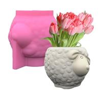Stampo per fioriera in calcestruzzo | Stampo in resina epossidica per vaso di fiori di pecora carino - Scatola portaoggetti decorativa per portapennelli da trucco, portapenne, contenitore per