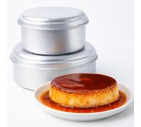 Stampo per flan con coperchio, confezione da 2 pezzi, in alluminio, per flan, cheesecake, caramello e budino, ideale per cucinare a bagnomaria (2 l e 1,2 l), design tradizionale