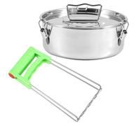 Stampo per flan in Acciaio Inox con Coperchio e Manico, 1,5 QT, capacità, Stampo da Forno per flan, antiruggine, Multifunzionale, Rotondo, per Torte al Formaggio, budino al Cioccolato