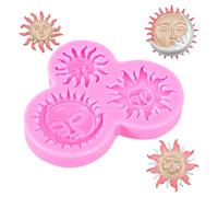 Stampo per fondente a forma di faccia di sole e luna, stampi in silicone per cioccolato per fai da te, pasta di zucchero, argilla per artigianato fai da te, intonaco ad asciugatura all'aria, argilla