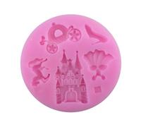 Stampo per fondente Cenerentola, stampo per Cenerentola in silicone a 5 fori per carrozza di zucca, castello, cioccolato, per fondente fai da te, per carrozza di zucca